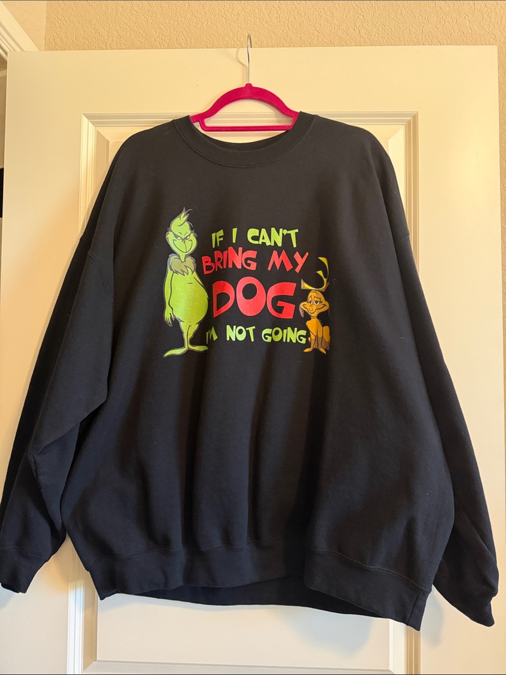 Gildan Black Sweatshirt with Neon Grinch & Dog Graphic